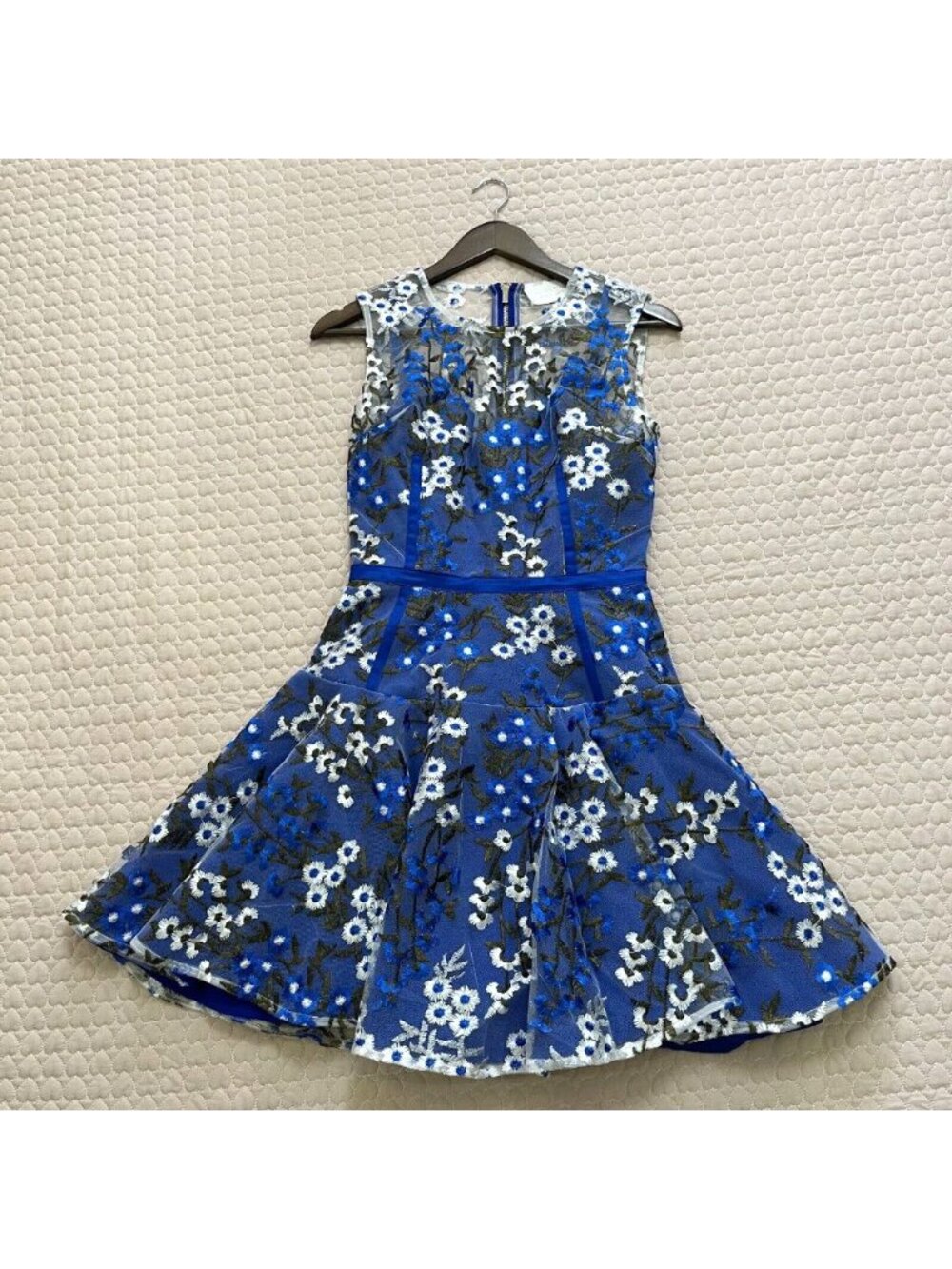 Bronx and Banco Blue Floral Embroidered Mini Dress - Picture 2 of 13